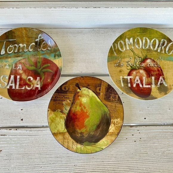 3-8 1/4” DECORATIVE FRUIT, CHINA PLATES. COLORFUL FARMHOUSE PLATES. - Picture 2 of 7